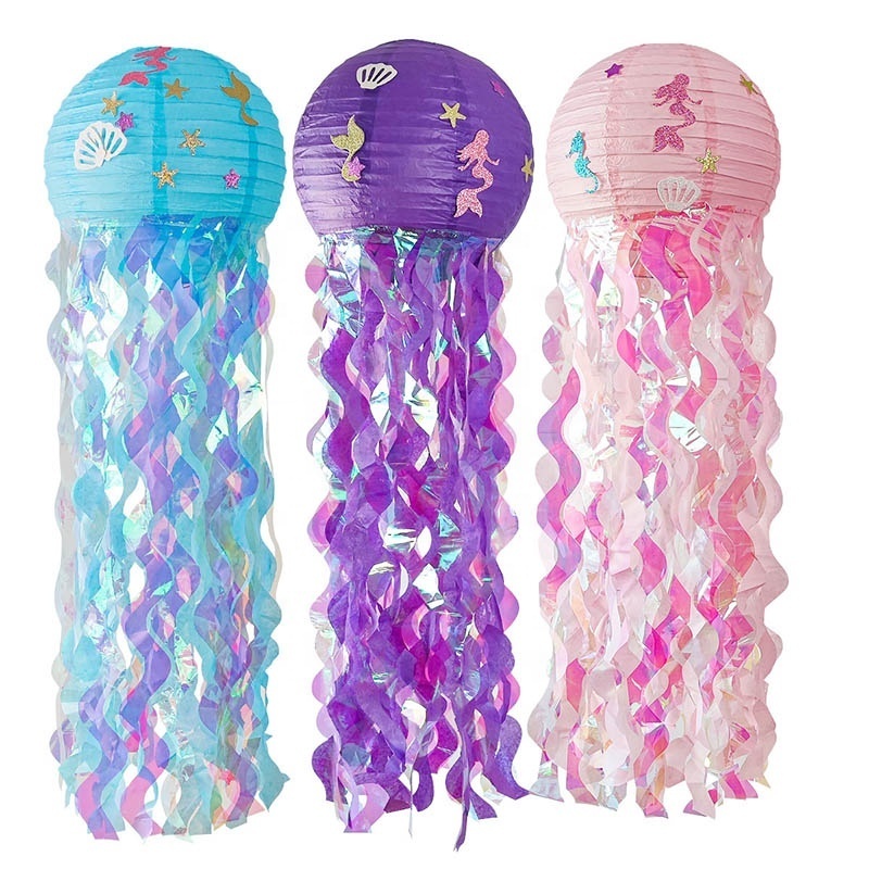 Mermaid Jellyfish Lantern Little Mermaid Party Decoration Sea Animal Foil Balloons Baby Shower Mermaid Birthday Supplies