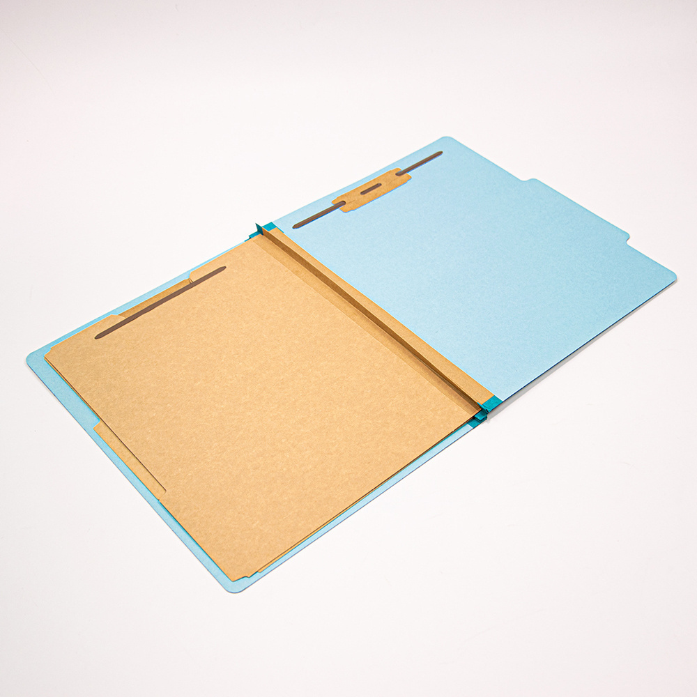 Wholesale Letter Size Light Blue Pressboard Paper File Folders with Dividers