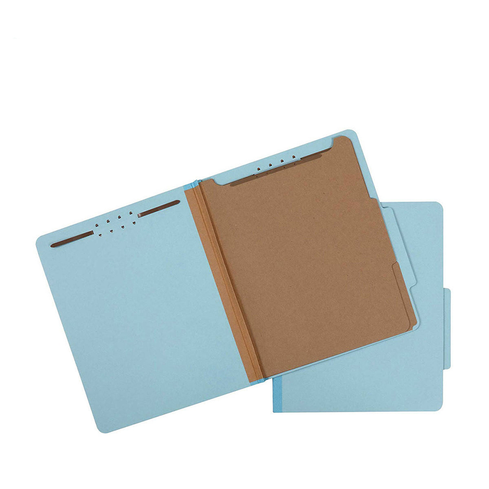 Wholesale Letter Size Light Blue Pressboard Paper File Folders with Dividers