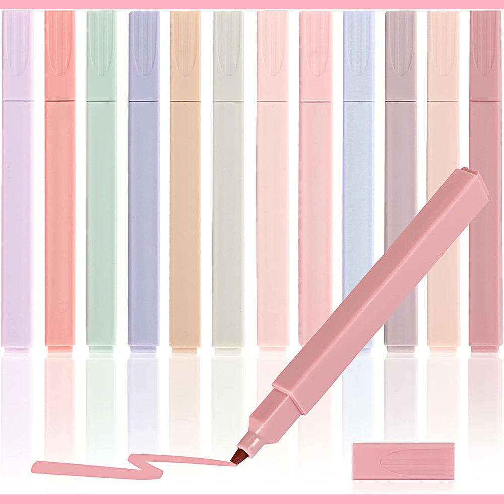 Custom Square Shape Highlighters Bible Highlighter Pen Set Pens No Bleed Aesthetic Pastel Colors Cute Mini Plastic ABS CX CN;ZHE