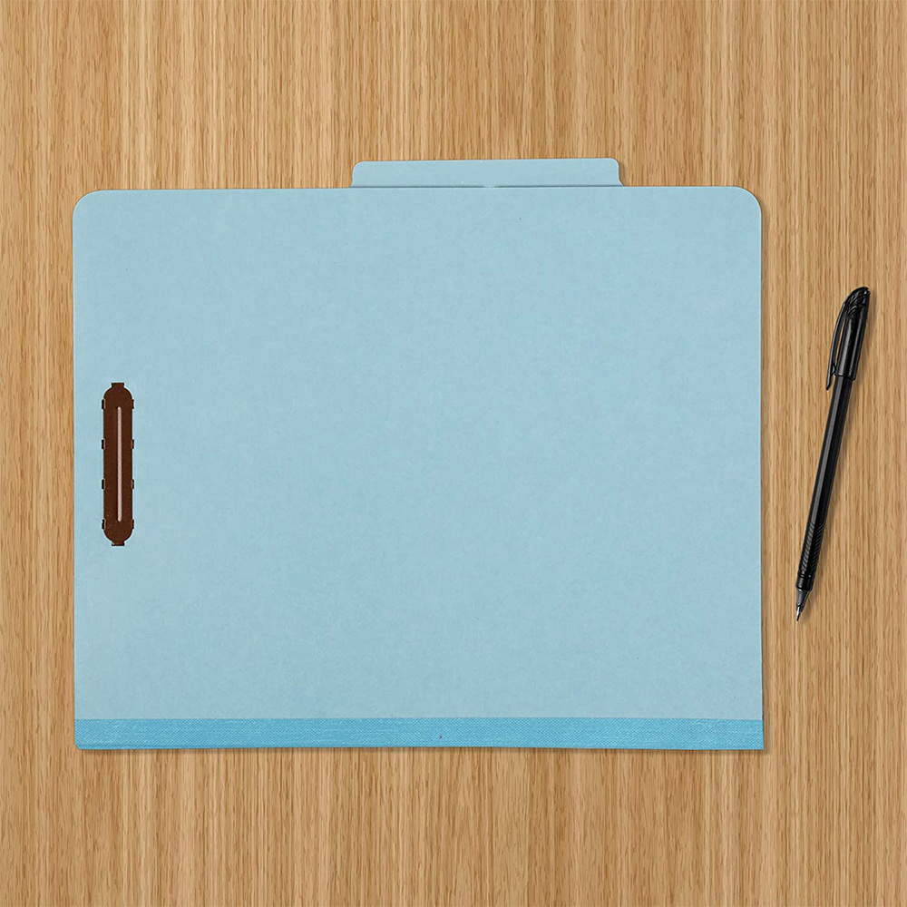 Wholesale Letter Size Light Blue Pressboard Paper File Folders with Dividers