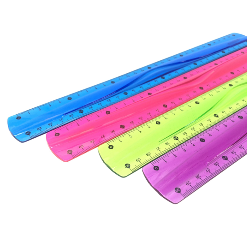 Wholesale Popular 30cm Colorful Transparent Flexible Ruler for School Office