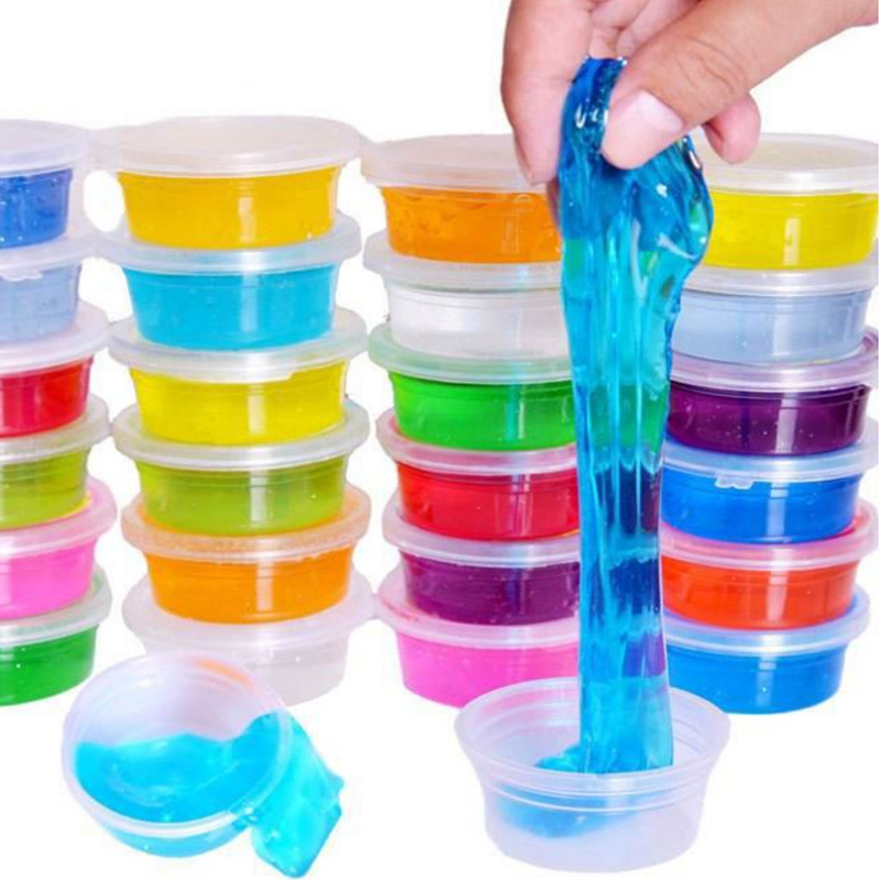 Hot sale 12 Colors Crystal Clear Slime Glitter Slime Glue With Straw Toys Slime Supplier Kit For Stress Relief