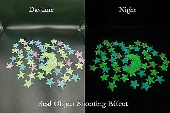 200pcs Glow in  Dark Luminous Stars Wall Stickers for Ceiling Adhesive 3D Glowing Stars Moon for Kids Bedroom Decoration