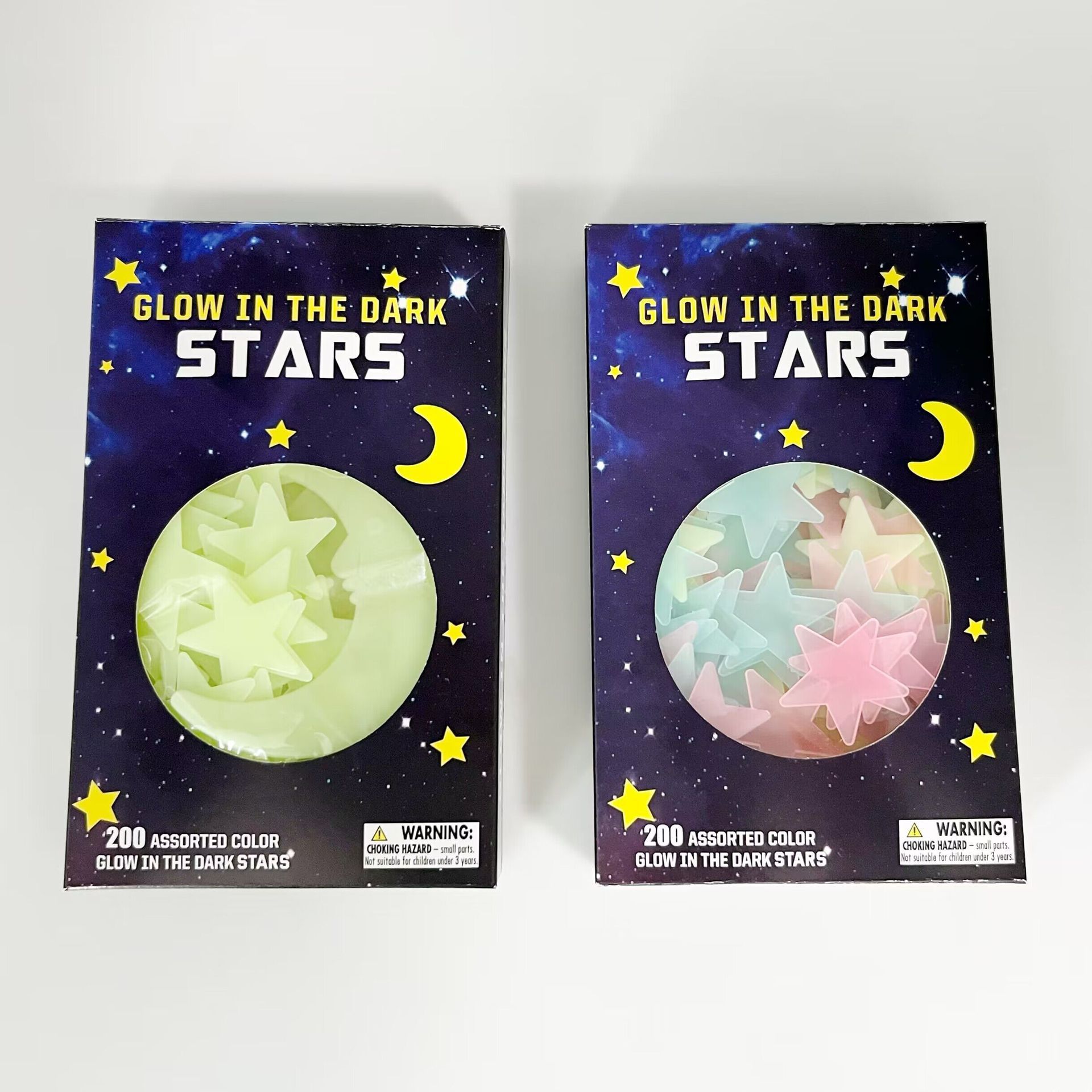 200pcs Glow in  Dark Luminous Stars Wall Stickers for Ceiling Adhesive 3D Glowing Stars Moon for Kids Bedroom Decoration