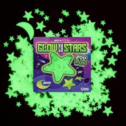 200pcs Glow-in-The-Dark Star Stickers Including Planets and Constellation Map with Sticky Putty  Made of Durable Plastic