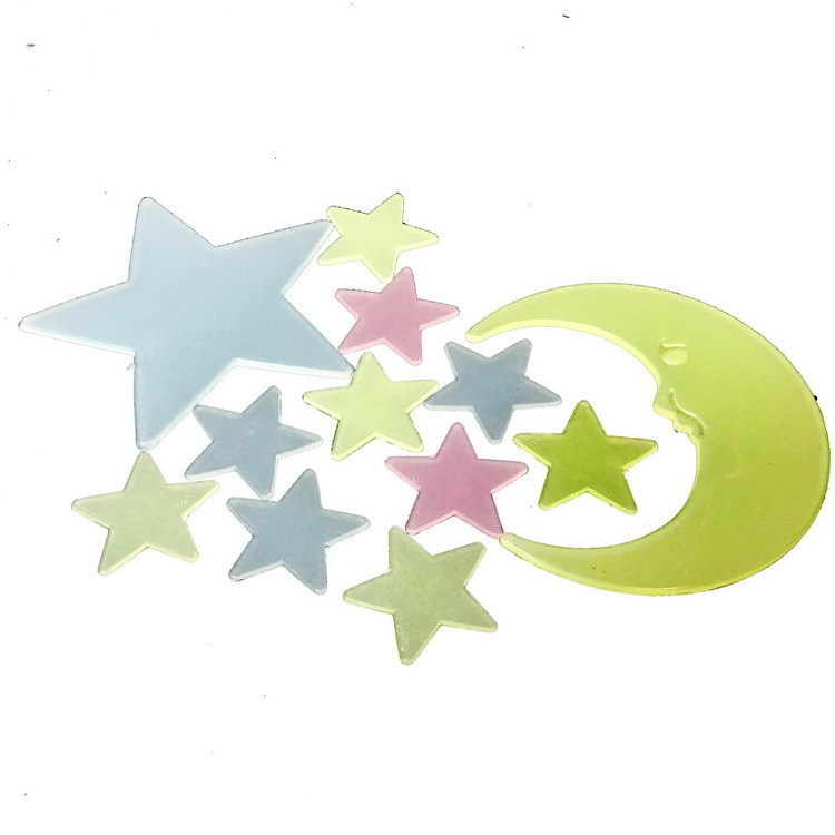 New Product 200PC Kids Bedroom Fluorescent Stars Glow Wall Stickers Stars Luminous Glow Sticker Color