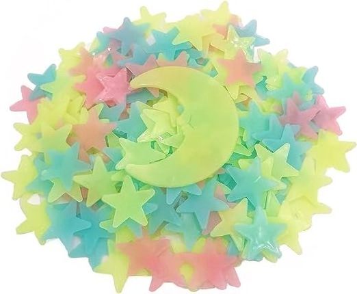 New Product 200PC Kids Bedroom Fluorescent Stars Glow Wall Stickers Stars Luminous Glow Sticker Color