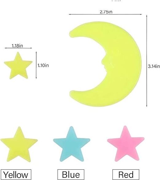 New Product 200PC Kids Bedroom Fluorescent Stars Glow Wall Stickers Stars Luminous Glow Sticker Color