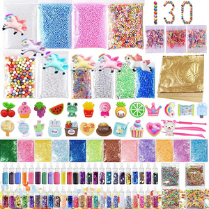 130pack Slime Making Kits Supplies Playdough Gold Leaf Foam Balls Fruit Slices Sprinkles Glitter Sequins Accessories