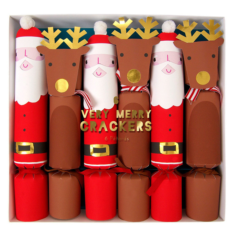 Custom Printed Paper Christmas Cracker Santa Claus Deer Nutcracker Gift Crackers Party Favor Toys Christmas Decoration