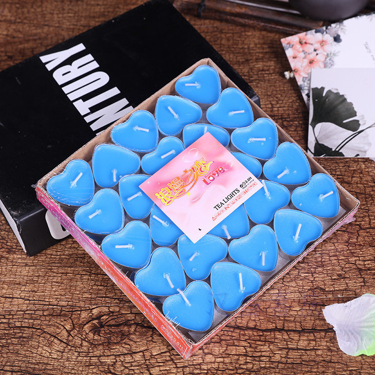 50pcs Heart Shaped Tealight Candles(25 x 2 layers) Romantic Love Unscented Long Lasting Smokeless Mini Ambiance Candles Set