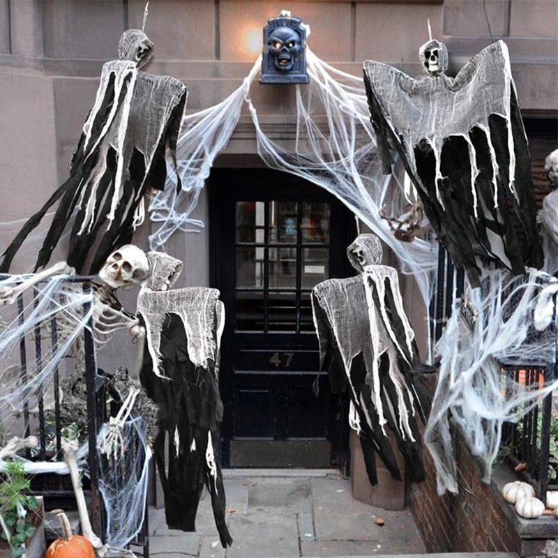 Halloween Skeleton Ghosts Hanging Decorations Scary Halloween Props Skulls Skeleton Hanging for Home Outdoor Horror Decor