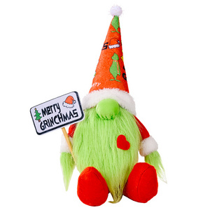 2021 Handmade Merry Grinchmas Plush Christmas Gnome Ornament Swedish Tomte Santa Gnome Grinch Christmas Decoration