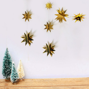 New Year 3D Star Paper Garland Snowflake Bunting Banner Christmas Hanging for Birthday Baby Shower Wedding Wall Decoration