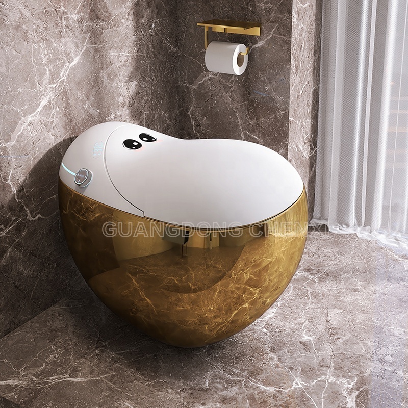 2024 New arrival cute style Gold Intelligent Toilet Hidden Water Tank with Atmosphere Light Automatic Toilet