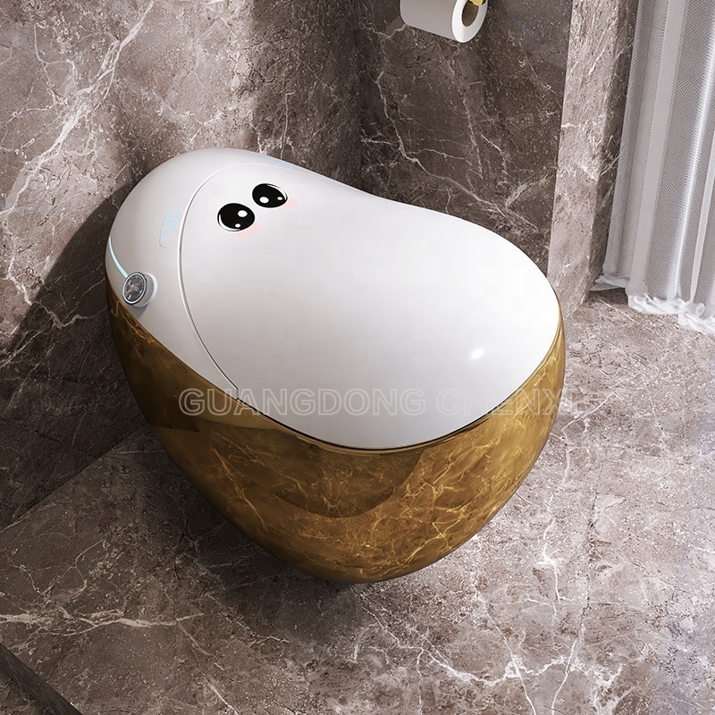 2024 New arrival cute style Gold Intelligent Toilet Hidden Water Tank with Atmosphere Light Automatic Toilet