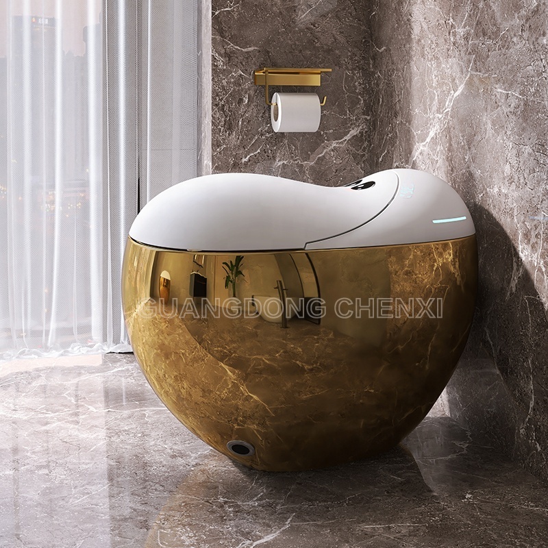 2024 New arrival cute style Gold Intelligent Toilet Hidden Water Tank with Atmosphere Light Automatic Toilet