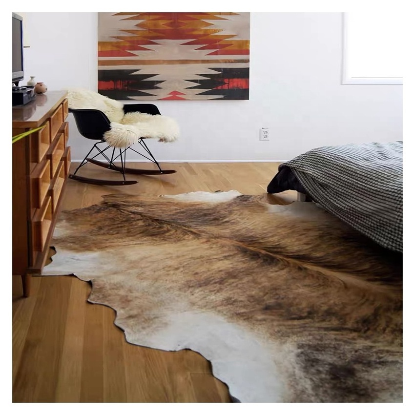 Cowhide Rug for Living Room Non Slip Animal Print Area Rug Cow Hide Print Carpet for Western Home Decor