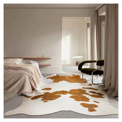 Cowhide Rug for Living Room Non Slip Animal Print Area Rug Cow Hide Print Carpet for Western Home Decor