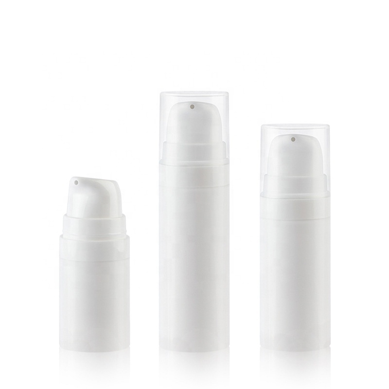 Eco-friendly 5ml 10ml 15ml white empty PP plastic cosmetic packaging container serum lotion airless pump bottle