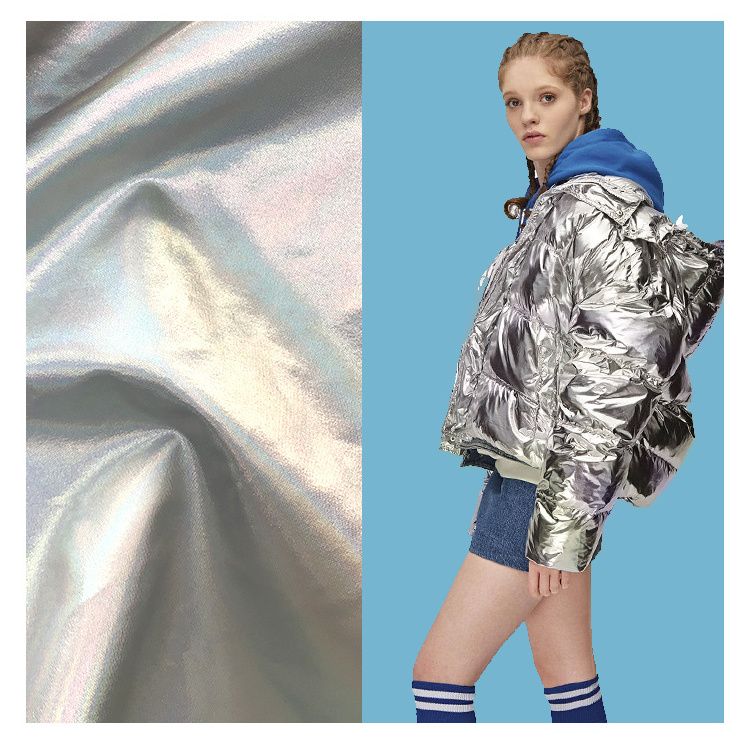 260T pongee 75D*75D 100% polyester Waterproof windproof glitter silver gilding fabric for padded jacket or fashion coat