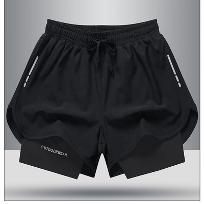 Wholesale Spandex Elastic Moisture Wicking Men Basketball Gym Shorts Plain Custom Solid Double Layer Running Shorts Men BestSuppliers