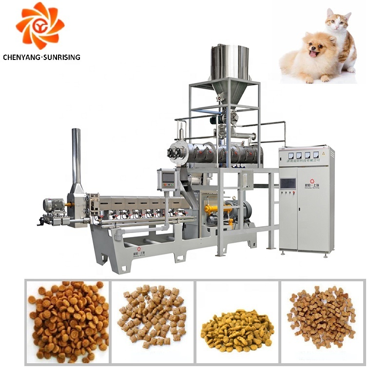 Large capacity double screw dry animal cat food processing dog pet food extruder machine