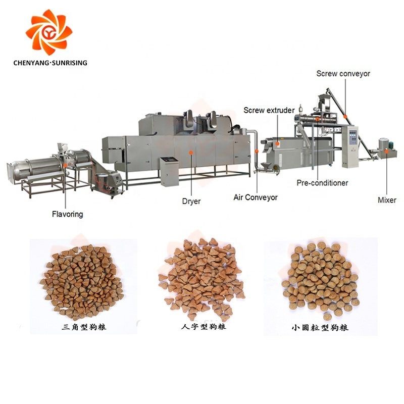 Large capacity double screw dry animal cat food processing dog pet food extruder machine