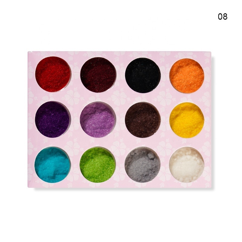 12pcs / box Candy Color Nail Plush Powder Flocking Velvet Sugar Nail Powder DIY Winter Christmas Velvet Chrome Nail Decoration