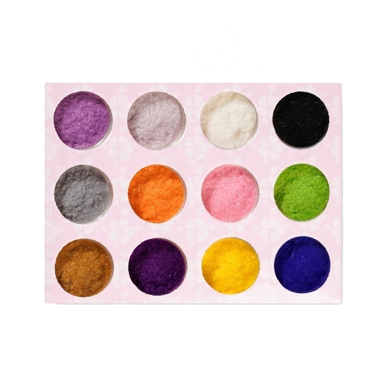 12pcs / box Candy Color Nail Plush Powder Flocking Velvet Sugar Nail Powder DIY Winter Christmas Velvet Chrome Nail Decoration