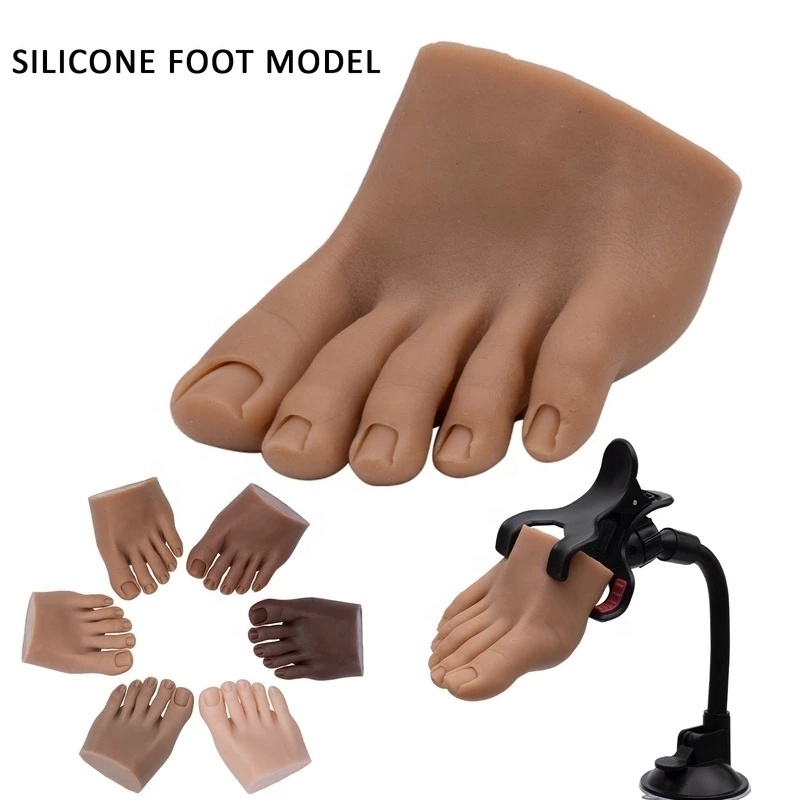 Silicone Foot Model Nail Practice Nail Insertion Manicure Foot Fake Foot Displays Mannequin With Clip