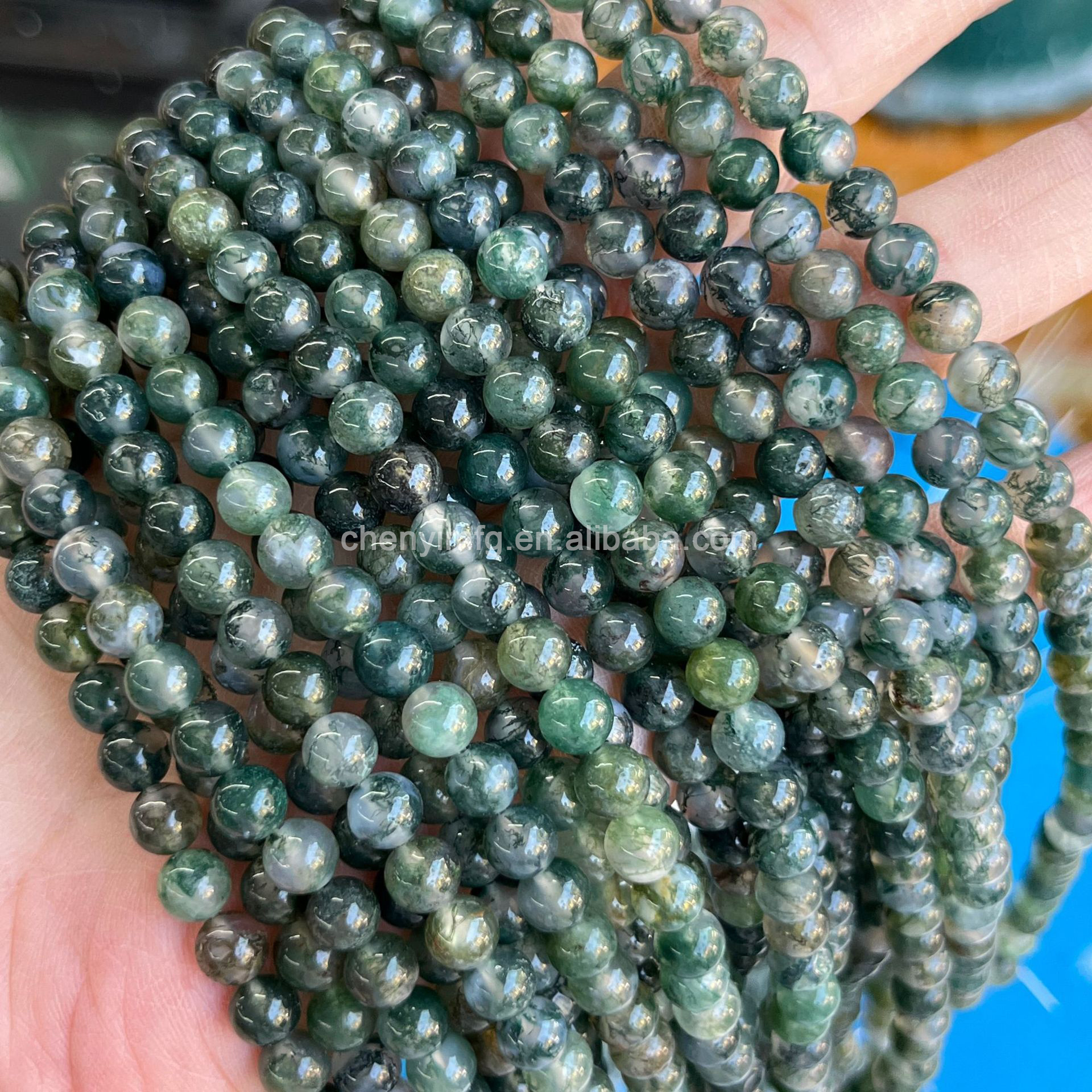 Natural Healing Stone High Quality Gemstone Loose Round Matte Beads Moss Agate Crystal for DIY Jewelry Making