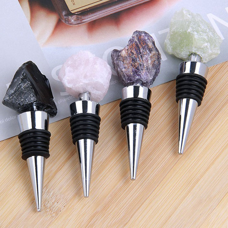 Natural raw agate stone crystal wine stopper rose amethyst wine stopper