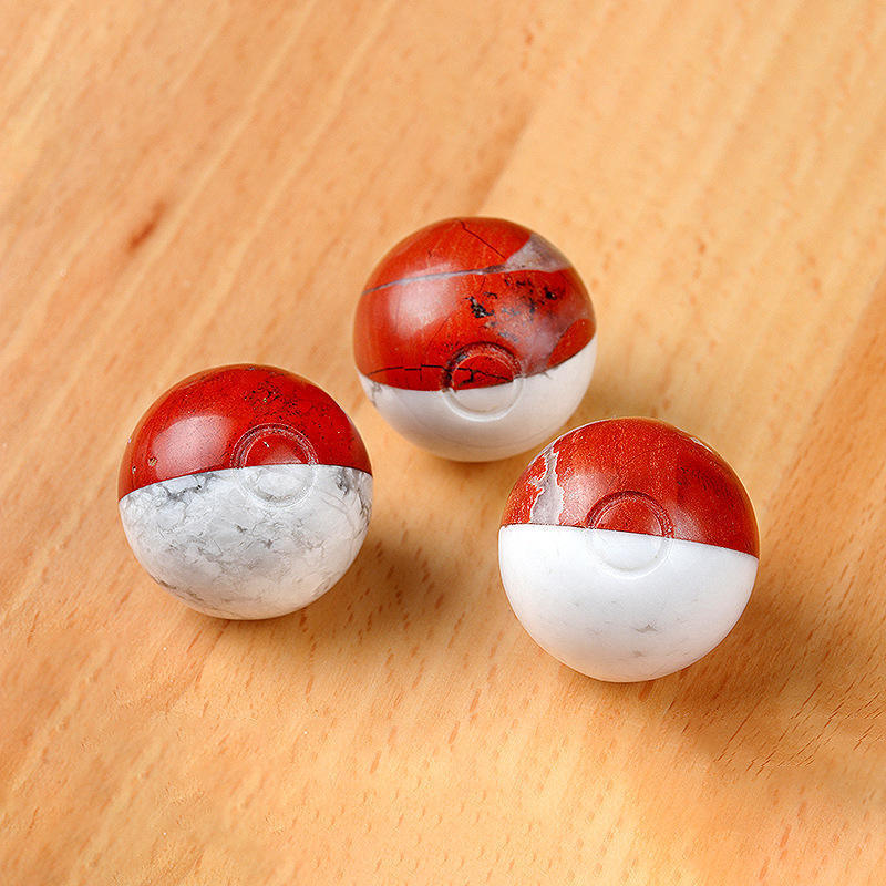 High Quality Wholesale Splicing Crystal Sphere Natural Red Jasper and Howlite Pokeball for Gift Decorative Ornament