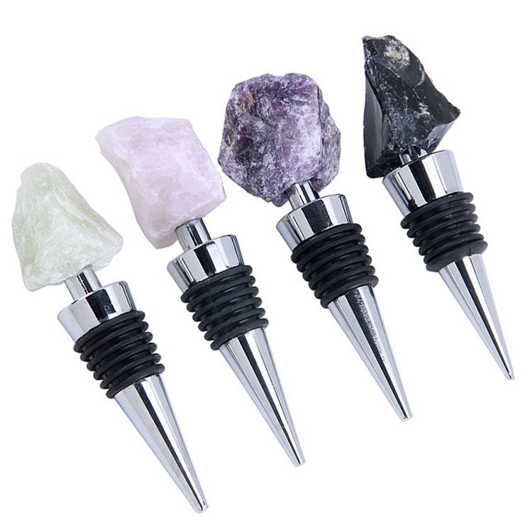 Natural raw agate stone crystal wine stopper rose amethyst wine stopper