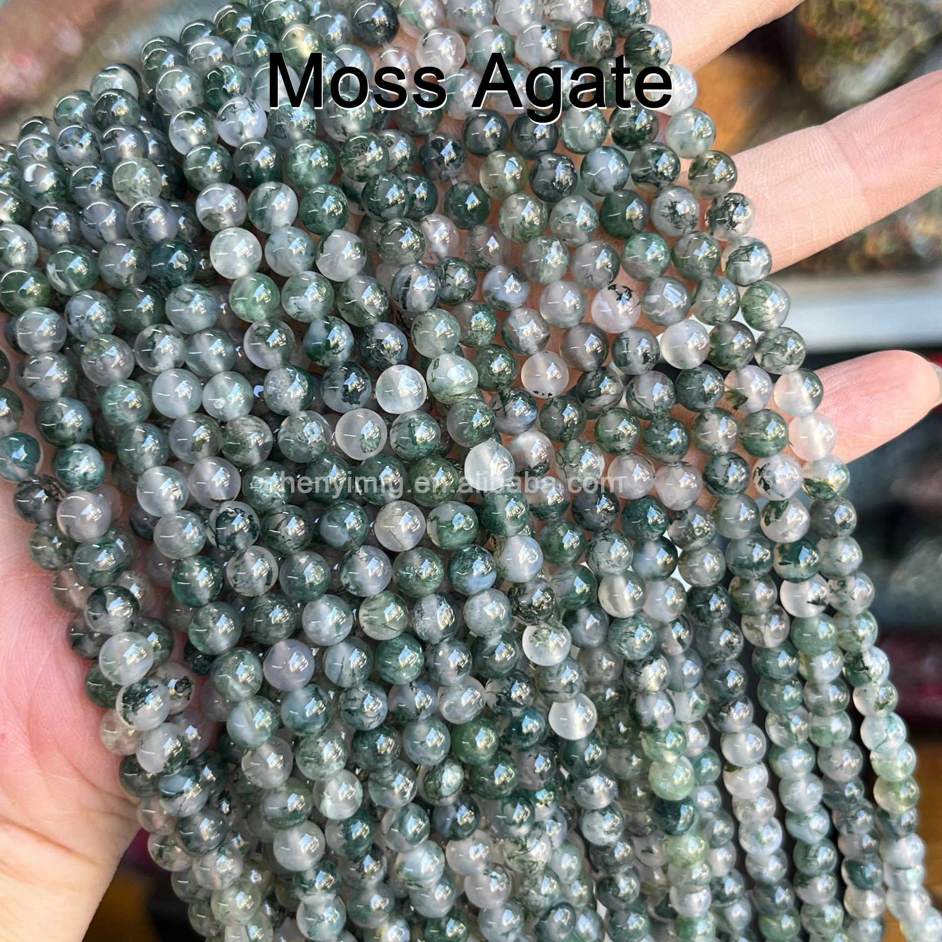 Natural Healing Stone High Quality Gemstone Loose Round Matte Beads Moss Agate Crystal for DIY Jewelry Making