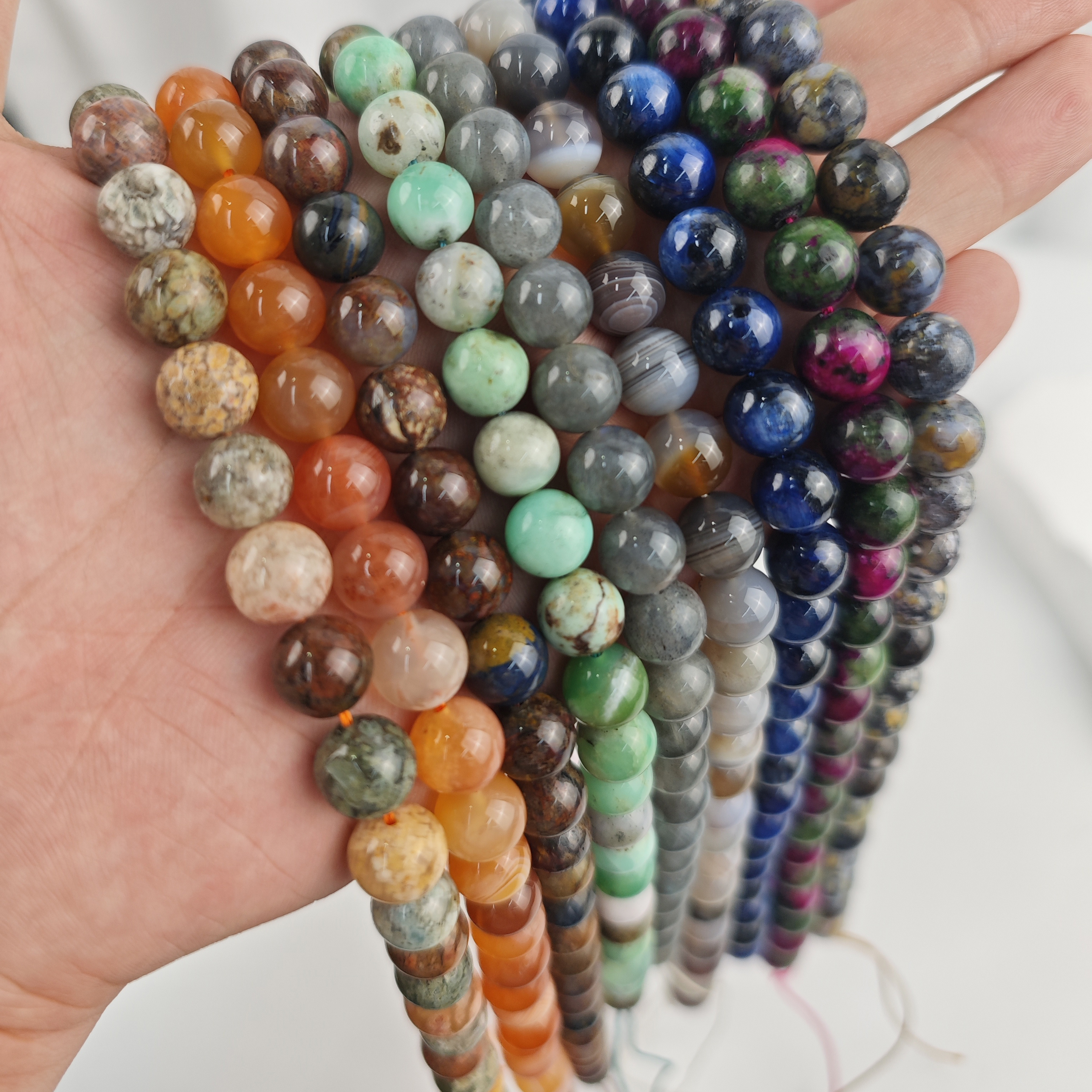 Round natural stone beads bracelet healing crystal loose gemstone stone round beads for jewelry making