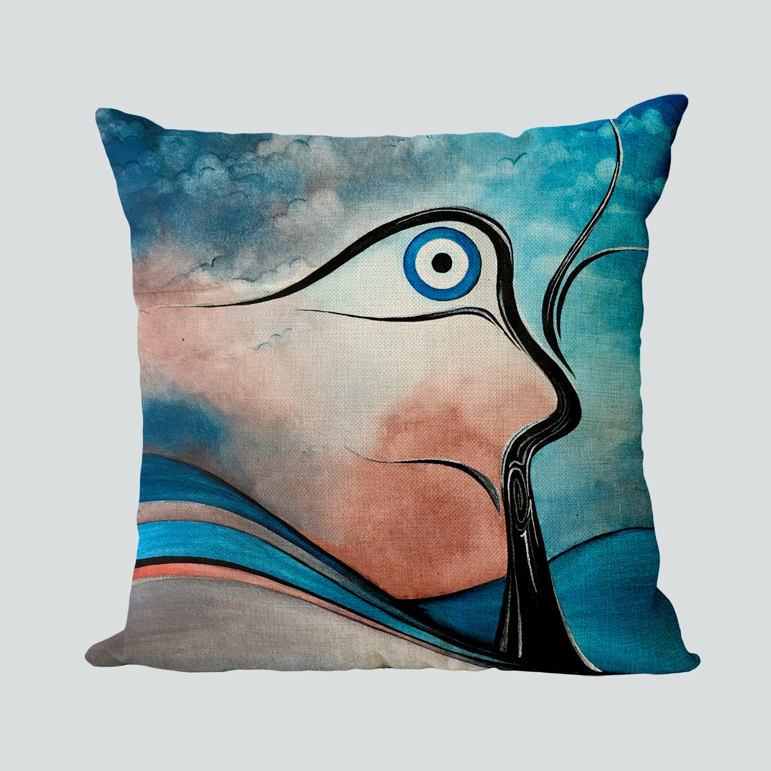 Evil Eyes Cushion Cover Blue Cotton Linen Print Decorative Throw Turkey Pillow Case For Couch Sofa