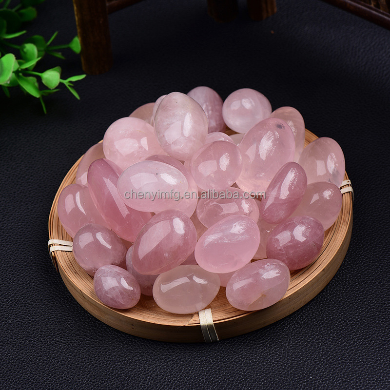 Factory Wholesale Natural Rose Quartz Palm Stone Gemstone Rose Quartz Tumbled Stone Polished Crystal Tumble for Meditation