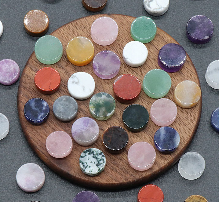 Natural Gemstone Slice Agate Slice Smooth Flat Stone Phone Grip Stand Coin Coaster Healing Crystal Slice For DIY