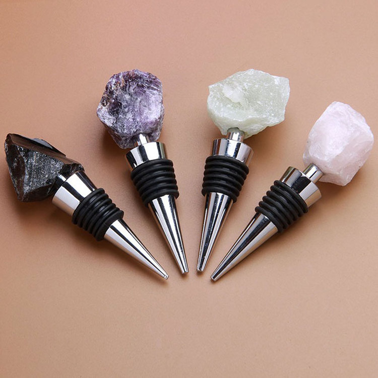 Natural raw agate stone crystal wine stopper rose amethyst wine stopper