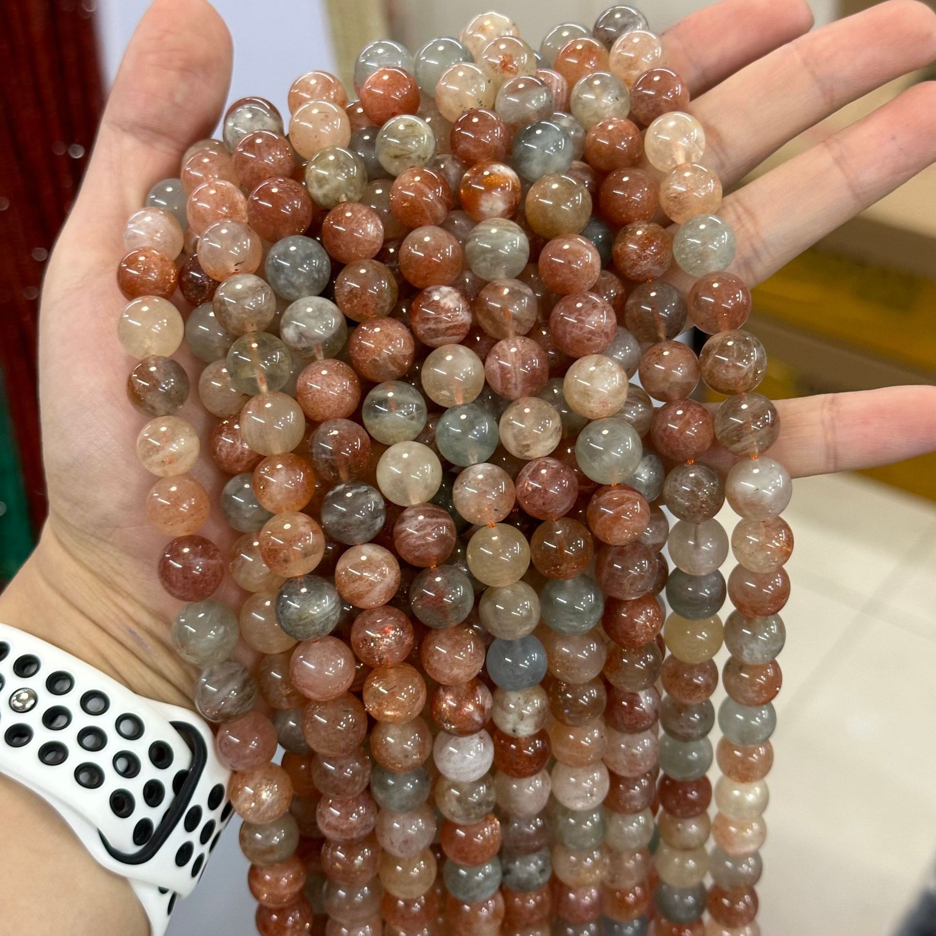 CHENYISHI Natural Stone Round Alusha Golden Sunstone Crystal Quartz Stone Gemstone Beads For Jewelry Making Wholesale