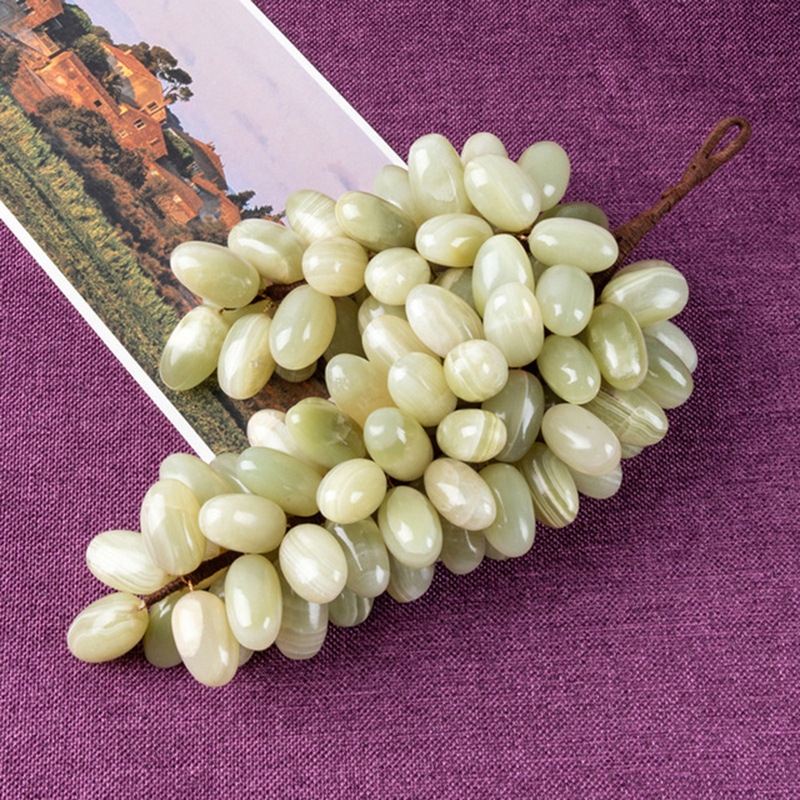 Natural Afghan Jade Hand Carved Polished Creative Simulation Grape Bunches Apple Home Wine Cooler Decor and Gift