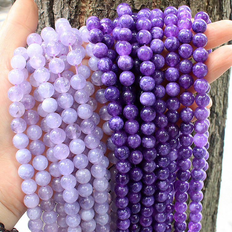 Factory Bracelet Round Gem Stone Bead Natural amethyst Loose Gemstone Stone clear Crystal Loose Beads For Jewelry Making