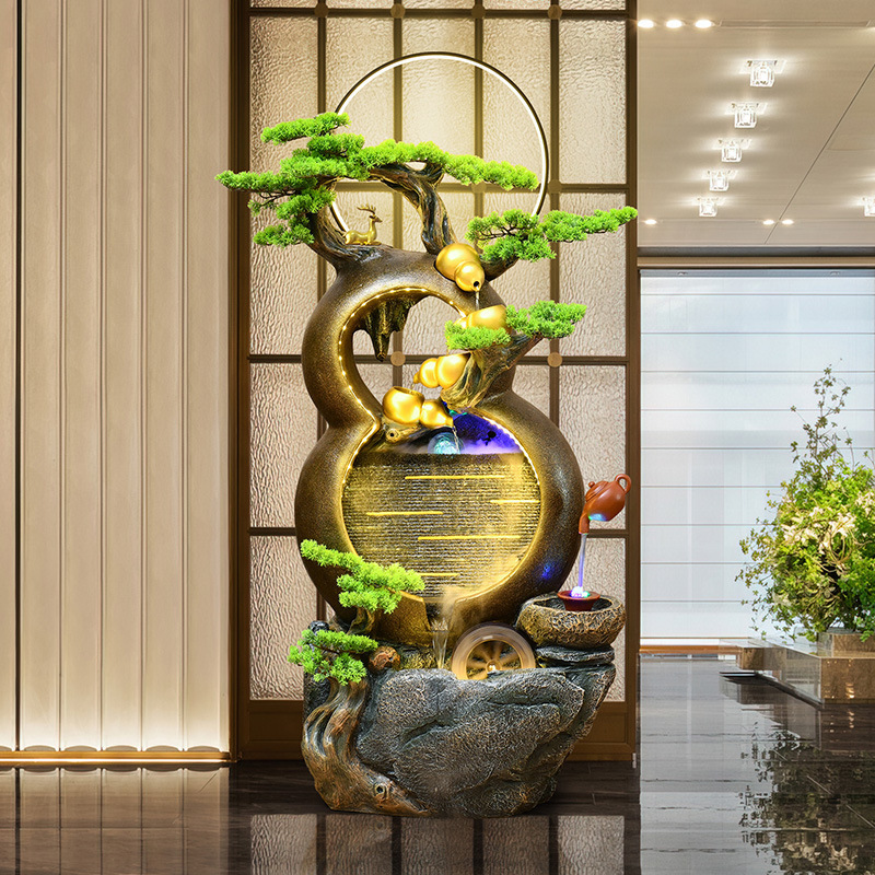 Hanging Pot Gourd Rockery Flowing Water Fountain Ornaments Office Home Decoration Feng Shui Wheel Circulating Water Feature