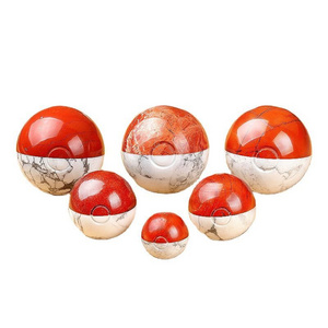 High Quality Wholesale Splicing Crystal Sphere Natural Red Jasper and Howlite Pokeball for Gift Decorative Ornament