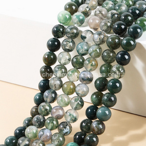 Natural Healing Stone High Quality Gemstone Loose Round Matte Beads Moss Agate Crystal for DIY Jewelry Making