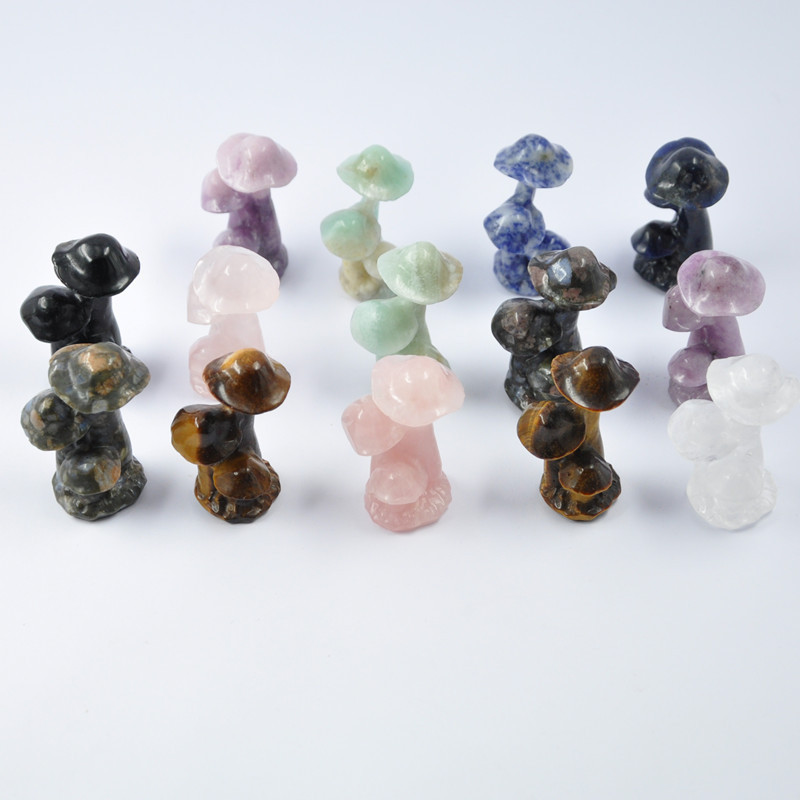 Wholesale Crystal Crafts New 3 Tiar Mushroom Crystals Hand Carved Crystal Stone 3 Head Mushroom