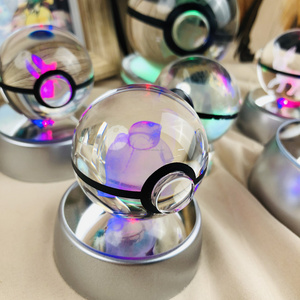 OEM 3D Laser K9 Crystal Pokemon Ball Customization Available 3D Laser Engraving Glass Ball Crystal Pokeball